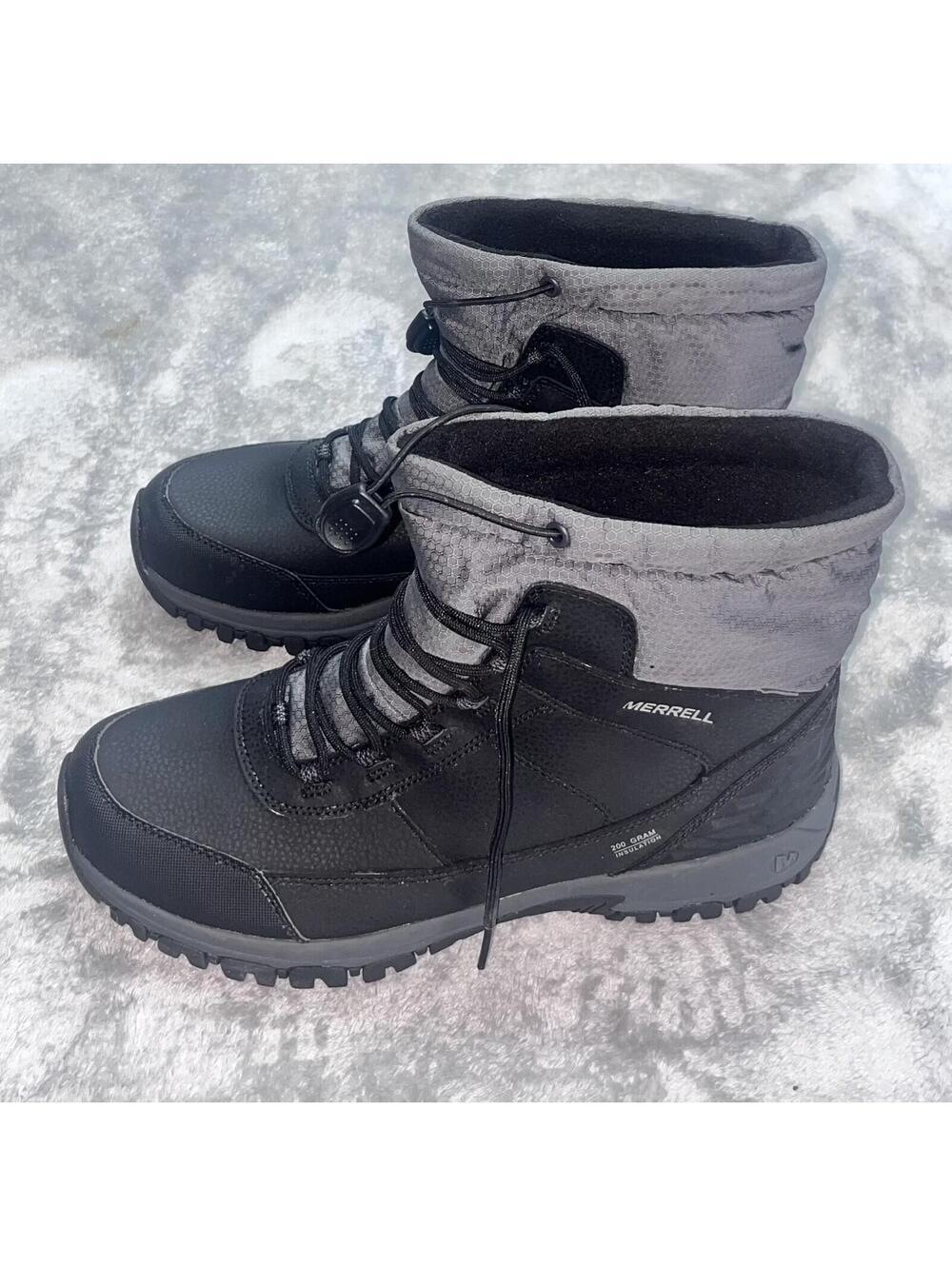 Merrell Winter Snow Boots Men 10.5 Black 200 Gram Insulated Performance Footware - Picture 1 of 8